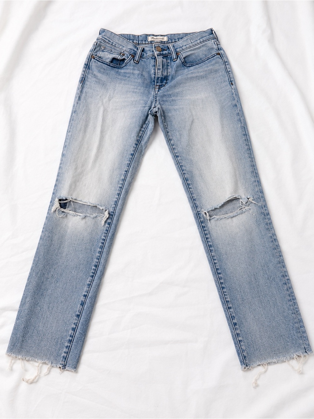 Madewell Light Blue Skinny Jeans with Knee Rips